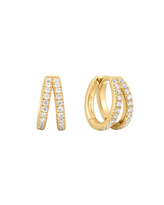 Σκουλαρίκια Ania Haie Double Pavé Huggies E059-16G