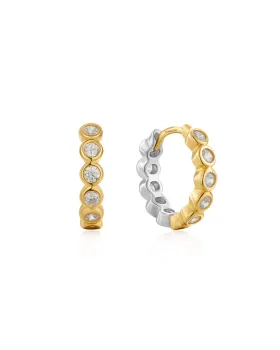 Σκουλαρίκια Ania Haie Two Tone Row Bezel Huggies E060-03T