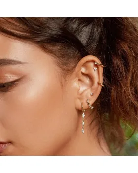 Σκουλαρίκια Ania Haie Pavé Sparkle Drop Huggies E061-15G - 