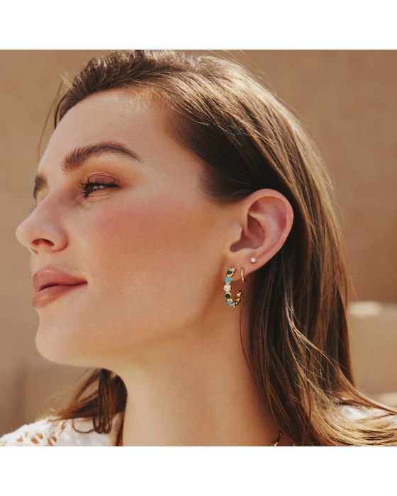 Σκουλαρίκια Ania Haie Malachite and Turquoise Large Hoops E063-08G - 