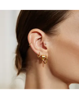 Σκουλαρίκια Ania Haie Flat Tube Medium Hoop Earrings E062-03G - 