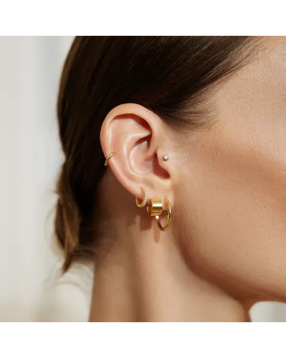 Σκουλαρίκια Ania Haie Flat Small Huggie Hoop Earrings E062-02G - 