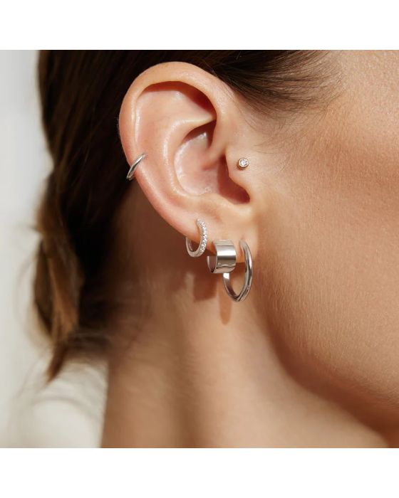 Σκουλαρίκια Ania Haie Flat Tube Medium Hoop Earrings E062-03H - 