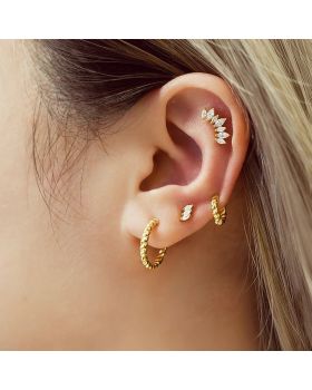 Σκουλαρίκια Ania Haie Texture Medium Huggie Hoop Earrings E063-05G - 