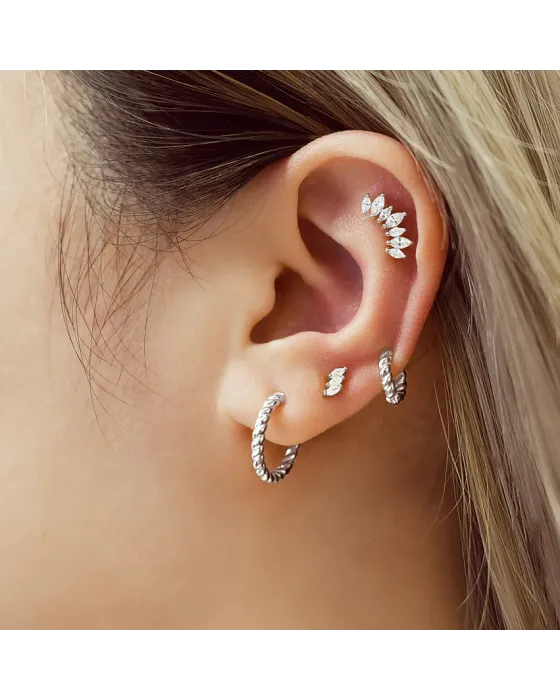 Σκουλαρίκια Ania Haie Texture Medium Huggie Hoop Earrings E063-05H - 