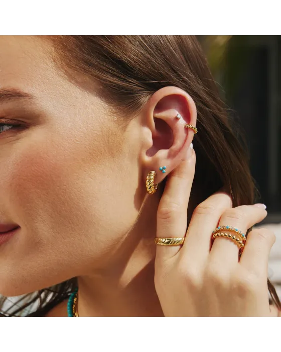 Σκουλαρίκια Ania Haie Bold Texture Medium Huggie Hoop Earrings E063-07G - 