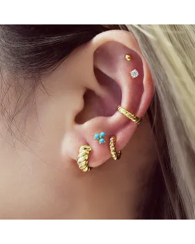 Σκουλαρίκια Ania Haie Texture Small Huggie Hoop Earrings E063-03G - 