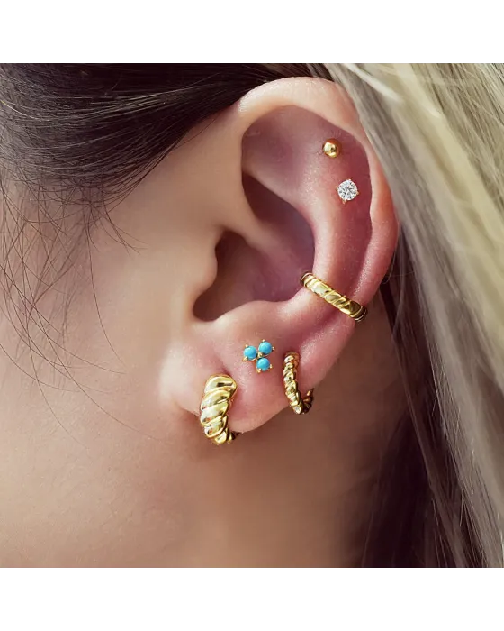 Σκουλαρίκια Ania Haie Texture Small Huggie Hoop Earrings E063-03G - 