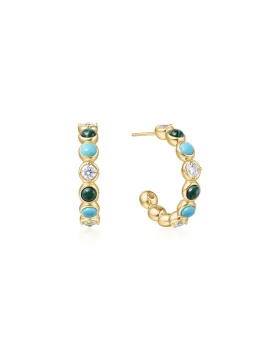 Σκουλαρίκια Ania Haie Malachite and Turquoise Large Hoops E063-08G