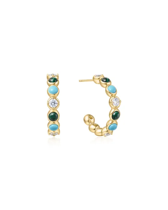 Σκουλαρίκια Ania Haie Malachite and Turquoise Large Hoops E063-08G