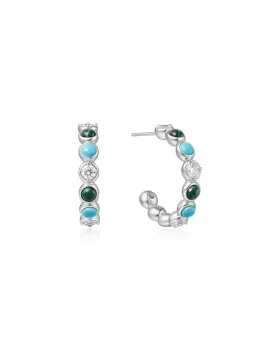 Σκουλαρίκια Ania Haie Malachite and Turquoise Large Hoops E063-08H - 