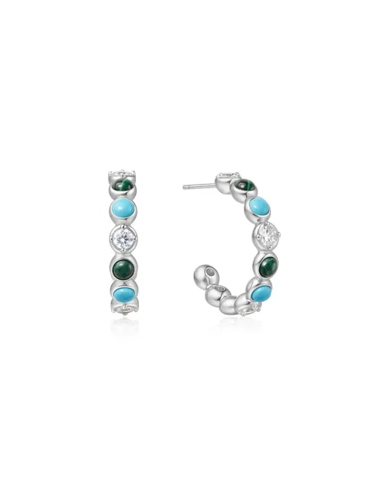 Σκουλαρίκια Ania Haie Malachite and Turquoise Large Hoops E063-08H