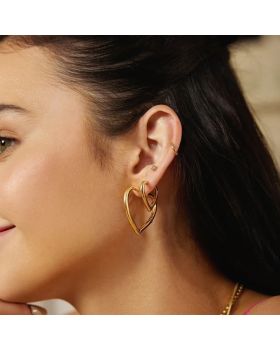 Σκουλαρίκια Ania Haie Medium Heart Hoop Earrings E064-03G - 