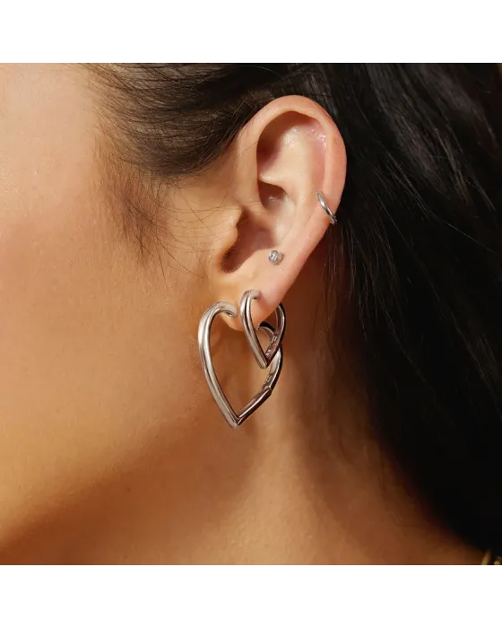 Σκουλαρίκια Ania Haie Medium Heart Hoop Earrings E064-03H - 