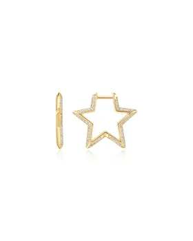 Σκουλαρίκια Ania Haie Medium Star Pavé Hoop Earrings E064-05G