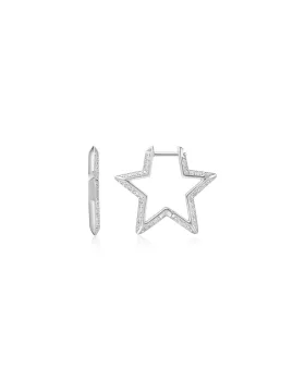 Σκουλαρίκια Ania Haie Medium Star Pavé Hoop Earrings E064-05H