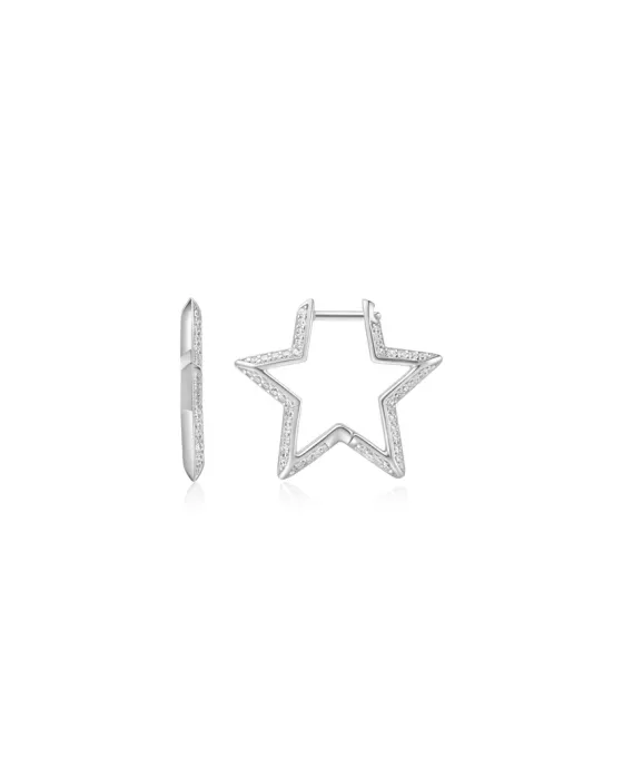 Σκουλαρίκια Ania Haie Medium Star Pavé Hoop Earrings E064-05H