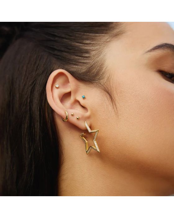 Σκουλαρίκια Ania Haie Large Star-Shaped Pavé Hoop Earrings E064-09G - 