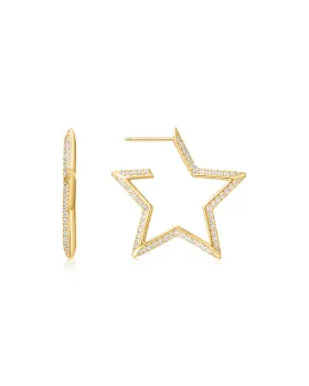 Σκουλαρίκια Ania Haie Large Star-Shaped Pavé Hoop Earrings E064-09G