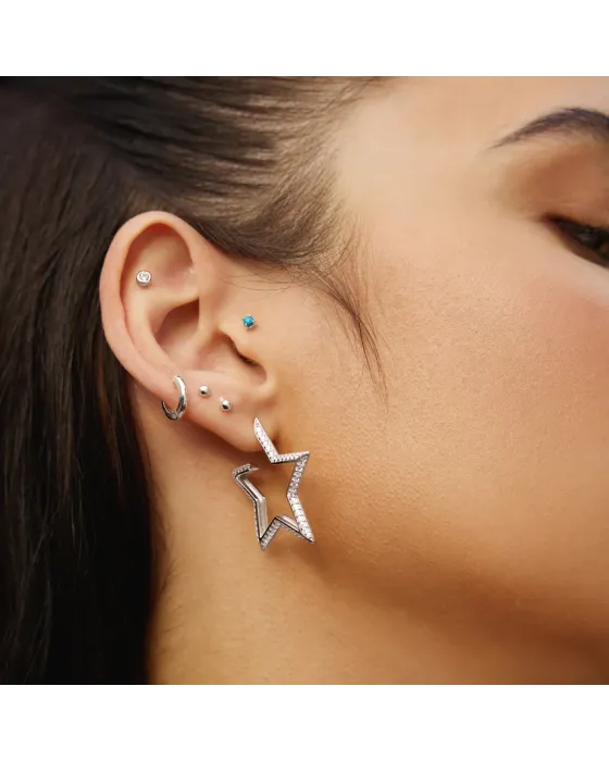 Σκουλαρίκια Ania Haie Large Star-Shaped Pavé Hoop Earrings E064-09H - 