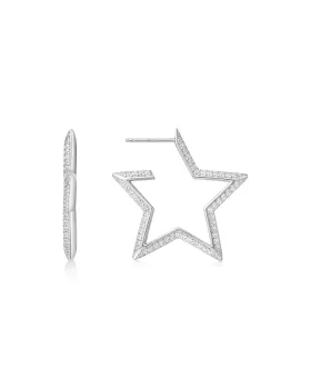Σκουλαρίκια Ania Haie Large Star-Shaped Pavé Hoop Earrings E064-09H
