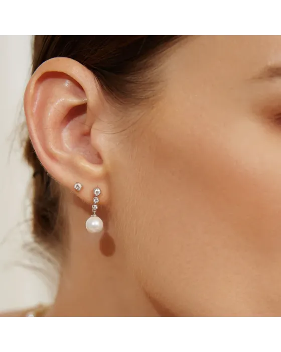 Σκουλαρίκια Ania Haie Tennis Beaded Stone Shell Pearl Drop Stud Earrings E065-03H - 