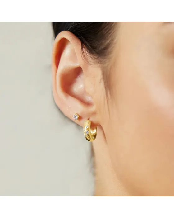 Σκουλαρίκια Ania Haie Small Chubby Sparkling Huggie Hoop Earrings E065-04G - 