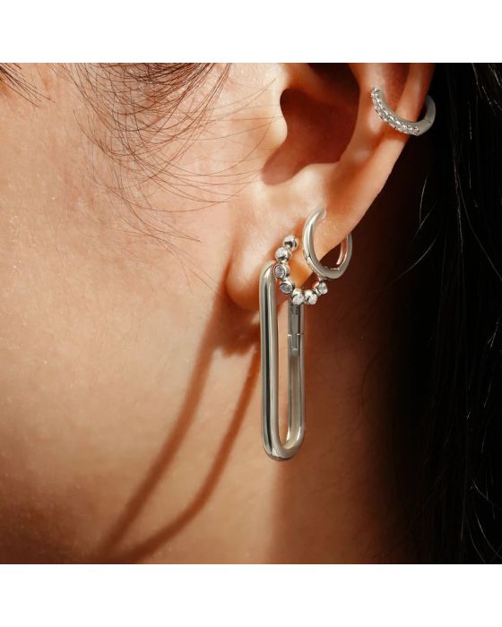 Σκουλαρίκια Ania Haie Bezel Beaded Huggie Hoop Earrings E066-05H - 