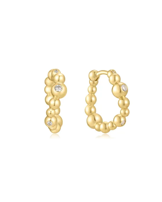 Σκουλαρίκια Ania Haie Bezel Beaded Curved Huggie Hoop Earrings E066-08G