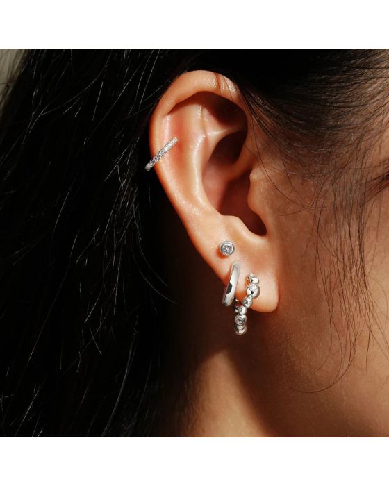 Σκουλαρίκια Ania Haie Bezel Beaded Curved Huggie Hoop Earrings E066-08H - 