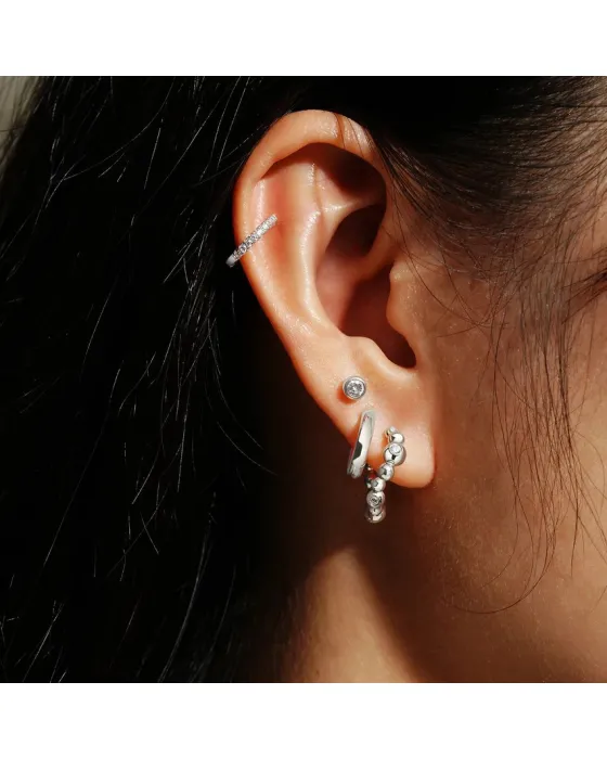 Σκουλαρίκια Ania Haie Bezel Beaded Curved Huggie Hoop E066-08H - 