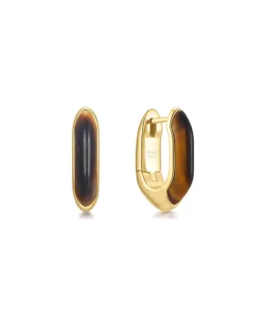 Σκουλαρίκια Ania Haie Tiger Eye Huggie Hoop Earrings E068-01G-TE