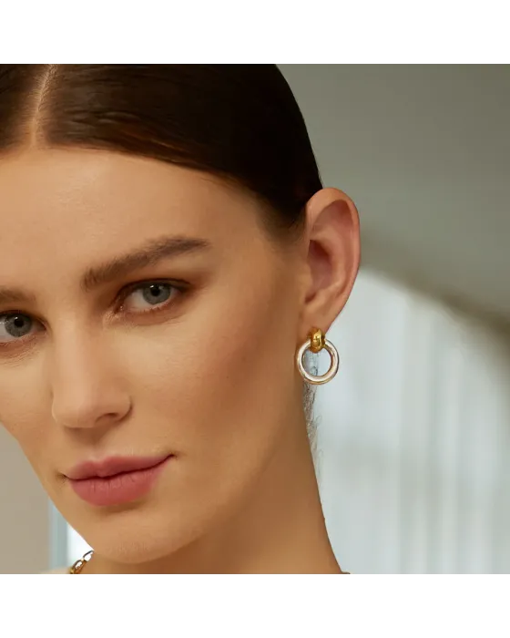 Σκουλαρίκια Ania Haie Two-Tone Hoop Earrings E062-10T - 