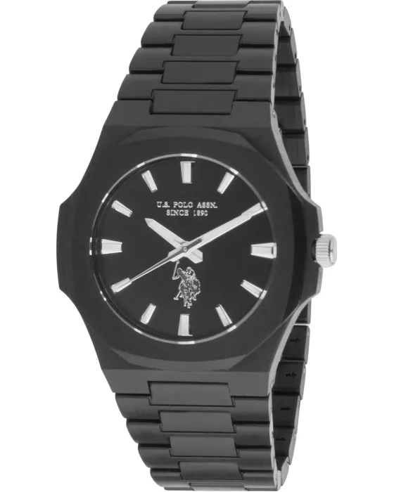 Ανδρικό ρολόι U.S. Polo Assn. Gabriel USP7294BK, Μαύρο καντράν, Μπρασελέ από Πλαστικό