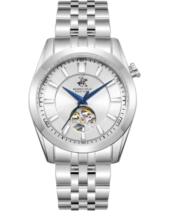 Ανδρικό ρολόι Beverly Hills Polo Club Automatic BP3816X.330, Ασημί καντράν, Μπρασελέ από Ανοξείδωτο ατσάλι