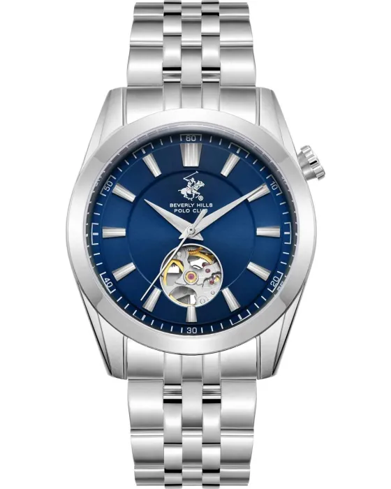 Ανδρικό ρολόι Beverly Hills Polo Club Automatic BP3816X.390, Μπλε καντράν, Μπρασελέ από Ανοξείδωτο ατσάλι