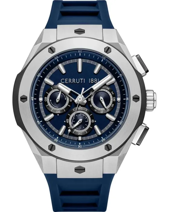 Ανδρικό ρολόι Cerruti Ruscello Chronograph CIWGQ0085602, Μπλε καντράν, Λουρί από Σιλικόνη