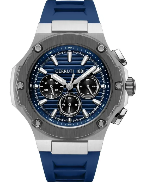 Ανδρικό ρολόι Cerruti Lucardo Chronograph CIWGQ0085702, Μπλε καντράν, Λουρί από Καουτσούκ