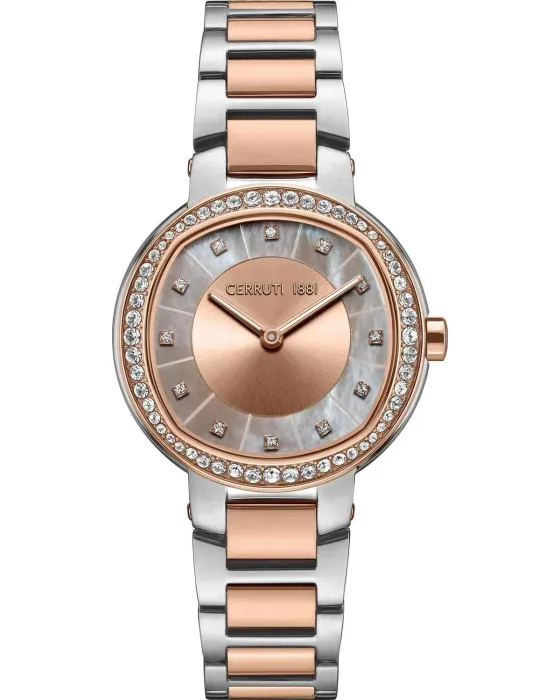 Γυναικείο ρολόι Cerruti Bellegra Crystals CIWLG0086503, Ροζ Χρυσό / Φίλντισι καντράν, Μπρασελέ από Ανοξείδωτο ατσάλι