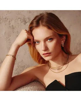 Σκουλαρίκια Ania Haie Two-Tone Sparkling Bold Puffy Spike Hoop E067-12T, όψη 2