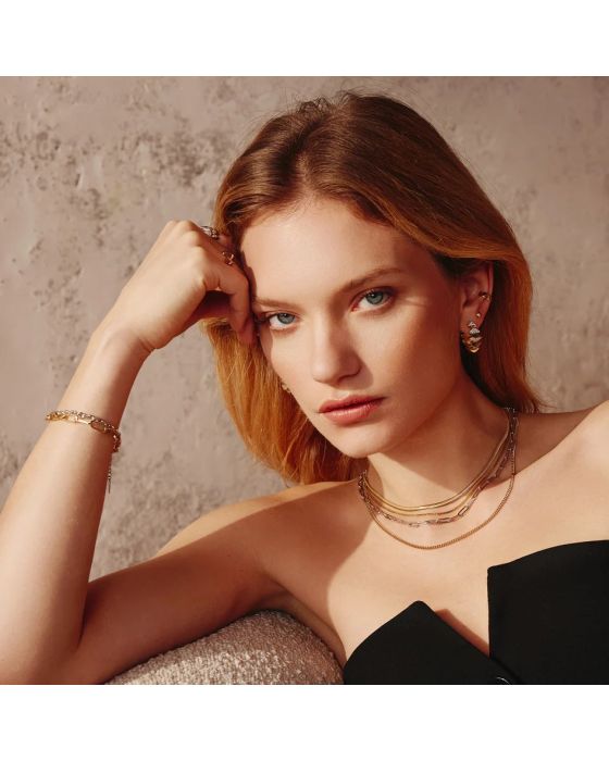 Σκουλαρίκια Ania Haie Two-Tone Sparkling Bold Puffy Spike Hoop Earrings E067-12T - 