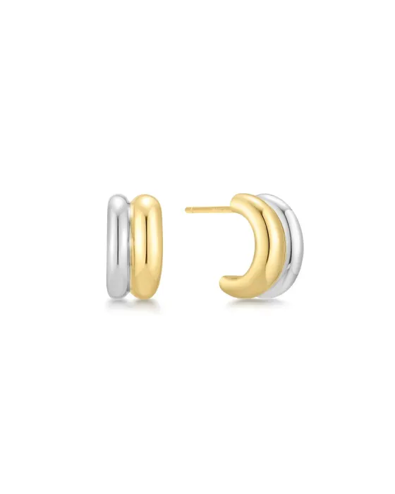 Σκουλαρίκια Ania Haie Two-Tone Duet Mixed Huggie Hoop Earrings E067-05T