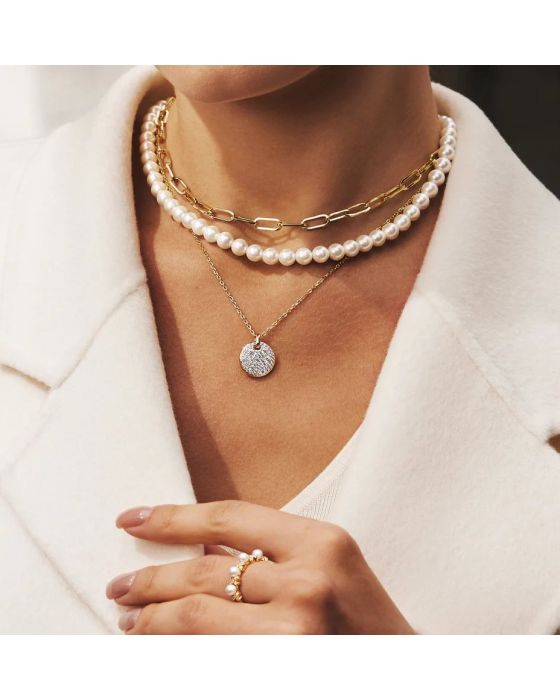 Κολιέ Ania Haie Two-Tone Large Pavé Disc Necklace N069-04T - 