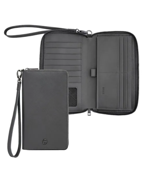 Hugo Boss Double B Saffiano Wallet HLL526H, Leather, Grey