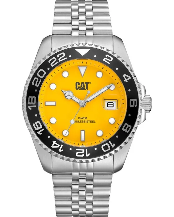 Ανδρικό ρολόι Caterpillar R-Type AO14111727, Κίτρινο καντράν, Μπρασελέ από Ανοξείδωτο ατσάλι