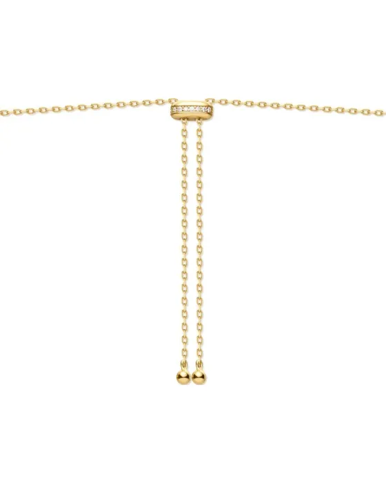 Ania Haie Freshwater Pearl and White Cubic Zirconia Bezel Set Slider Necklace N058-06G, view 2