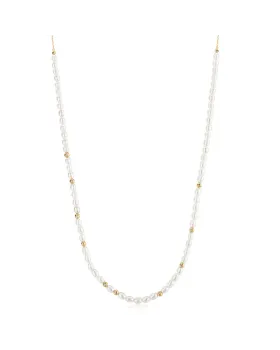 Κολιέ Ania Haie Freshwater Pearl and White Cubic Zirconia Bezel Set Slider Necklace N058-06G