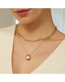 Κολιέ Ania Haie Oval Charm Necklace N062-03G - 