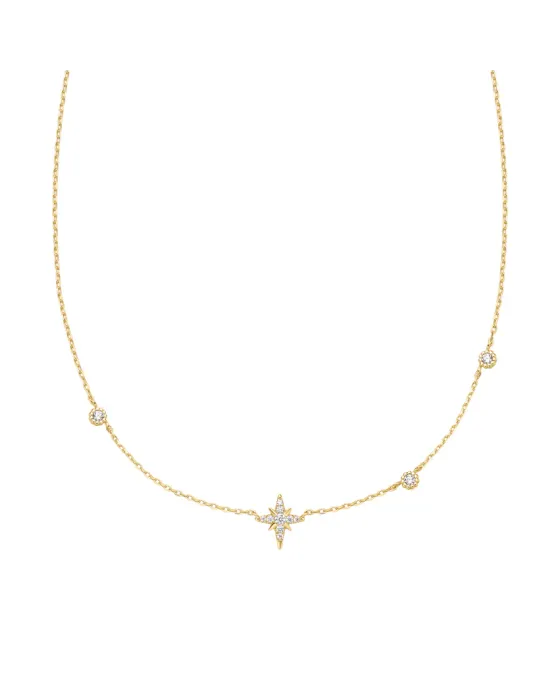 Κολιέ Ania Haie Eight-Pointed Star Cubic Zirconia Station Necklace N065-02G