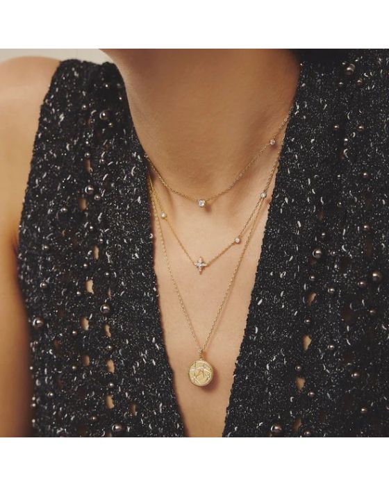 Κολιέ Ania Haie Eight-Pointed Star Cubic Zirconia Station Necklace N065-02G - 